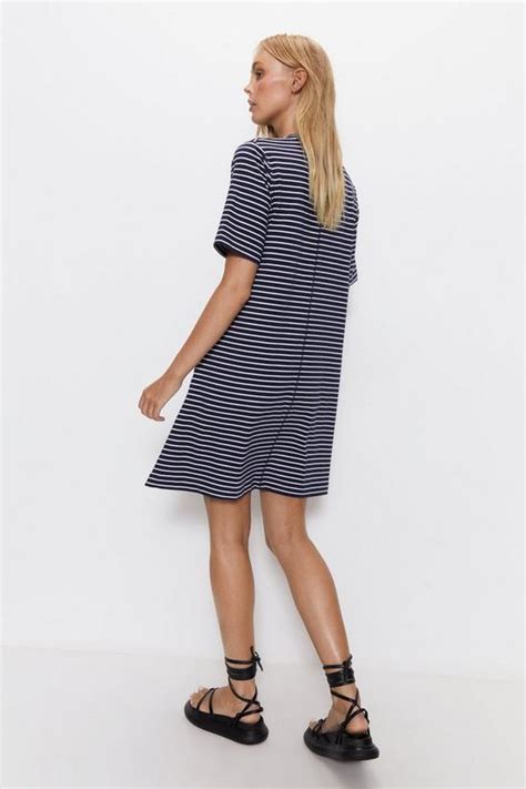 TRAPEZE MINI DRESS IN STRIPED COTTON 